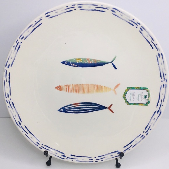 10.5” Dinner ~ Serving Plates FISH Designs New Ceramic Made in Turkey - Picture 1 of 4